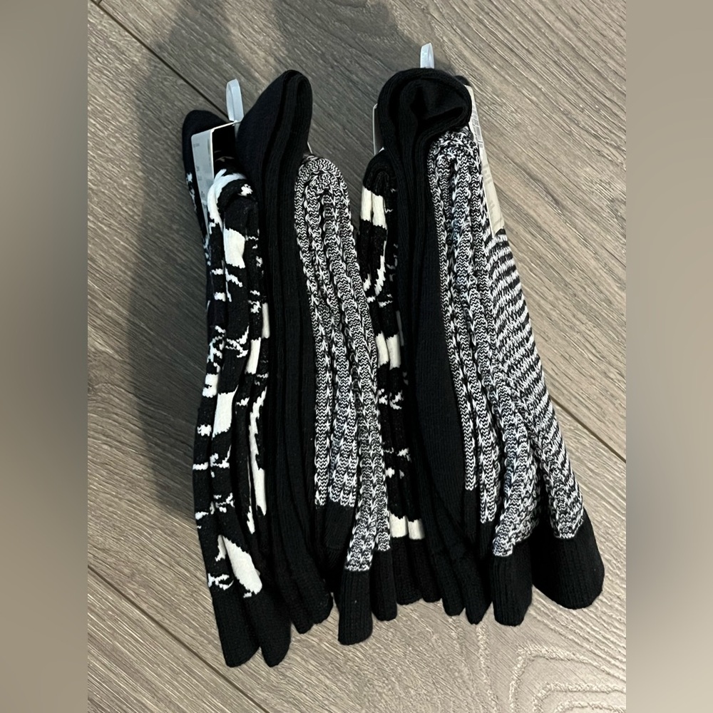 NWT A New Day 2, 3-Pack of Black and White Cat, Solid Black and Striped Socks - Picture 2 of 5